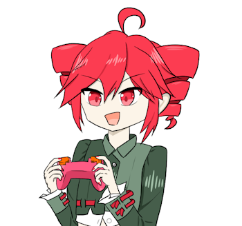 赤いゲームコントローラーを手に持つVoicepeek衣装の重音テト